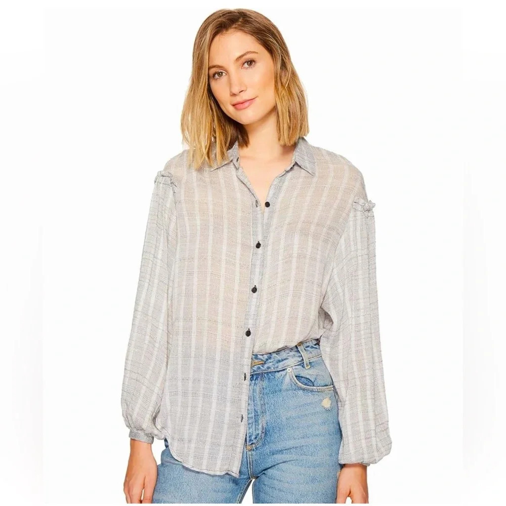 Free People Headed to the Highlands Button Down Blouse